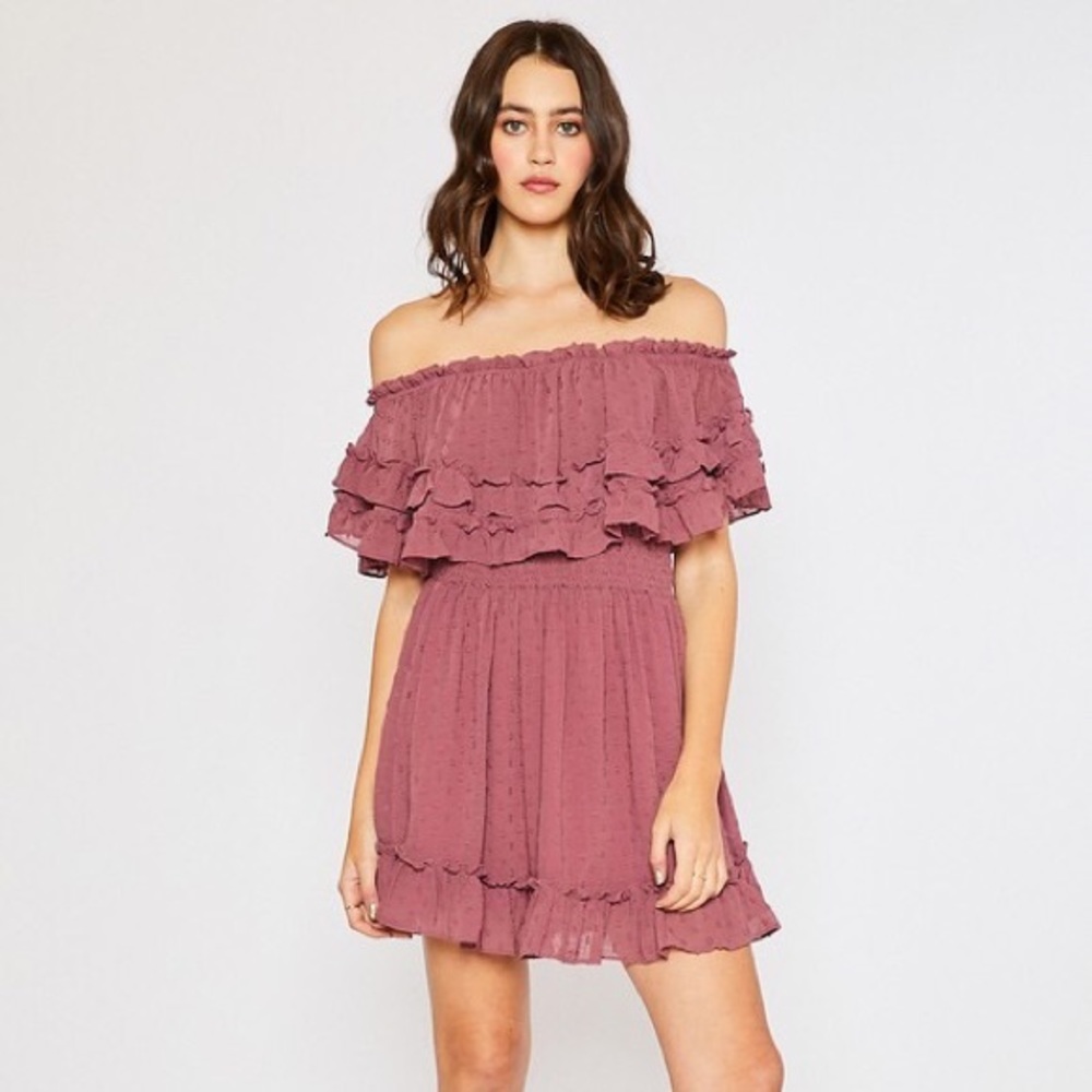 Ruffle Hem Off Shoulder Dress